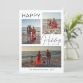 Christmas Modern Script 3 Photos Carte de vacances (Debout devant)