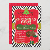 Christmas Modern Tree & Cake Poppen Uitnodigingen (Voorkant / Achterkant)