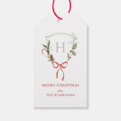 Christmas Monogram Crest Gift Label Cadeaulabel (Voorkant)