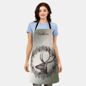 Christmas Monogram Floral Reindeer Golden Winter Schort (Gedragen)