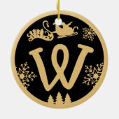 Christmas Monogram Letter W Gold Black Keramisch Ornament (Achterkant)