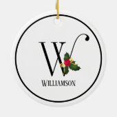 Christmas Monogram Letter W Personalized Keramisch Ornament (Achterkant)