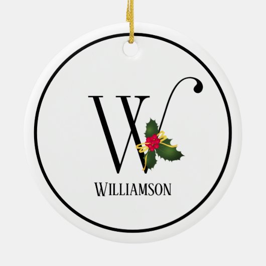 Christmas Monogram Letter W Personalized Keramisch Ornament (Achterkant)