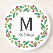 Christmas Monogram sandstone Zandsteen Onderzetter (Voorkant)