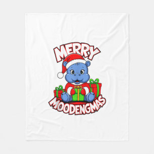 Christmas Moo Deng Merry Moodengmas Baby Hippo Chr Fleece Deken
