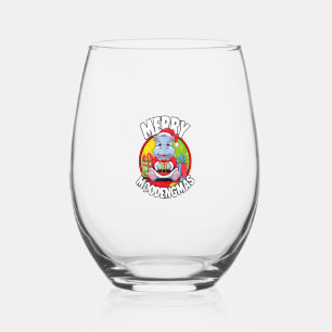 Christmas Moo Deng Merry Moodengmas Baby Hippo Chr Wijnglas Zonder Voet