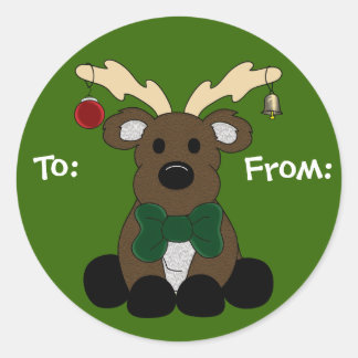 Christmas Moose Gift Label
