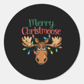 Christmas Moose Merry Christmoose Men Women Ronde Sticker (Voorkant)