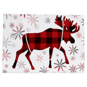 Christmas Moose rode plaids sneeuwvlokken Groot Cadeauzakje (Achterkant)