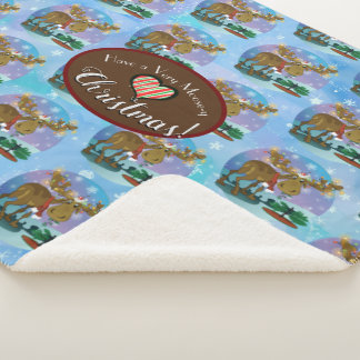 Christmas Moose Sherpa Deken