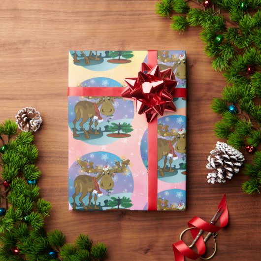 Christmas Moose smaller print Wrapping Paper Cadeaupapier (Feestdagen Geschenken)