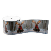 Christmas Moose Wearing Scarf and Lights Grosgrain Lint (Spoel)