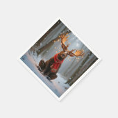 Christmas Moose Wearing Scarf and Lights Servet (Hoek)