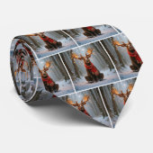 Christmas Moose Wearing Scarf and Lights Stropdas (Opgerold)