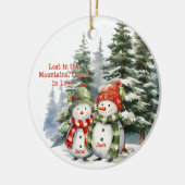 Christmas Mountain Waterverf Pas getrouwd paar Keramisch Ornament (Links)