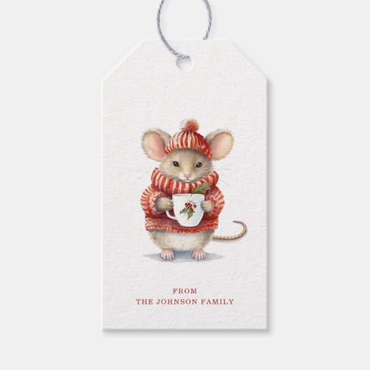 Christmas Mouse Gift Labels Cadeaulabel (Voorkant)