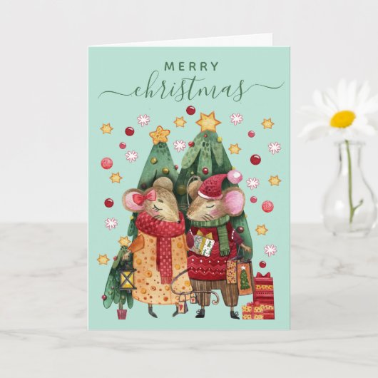 Christmas Mouse Holiday Greeting Kaart (Kleine Plant)