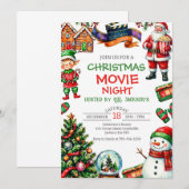Christmas Movie Night Holiday Party Invitation (Devant / Derrière)