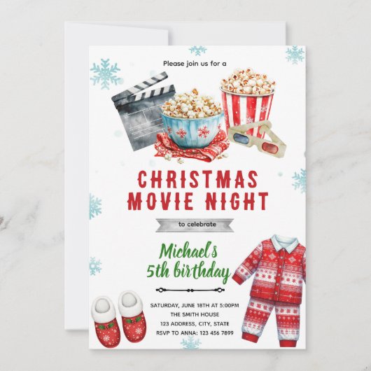 Christmas movie popcorn Invitation (Devant)