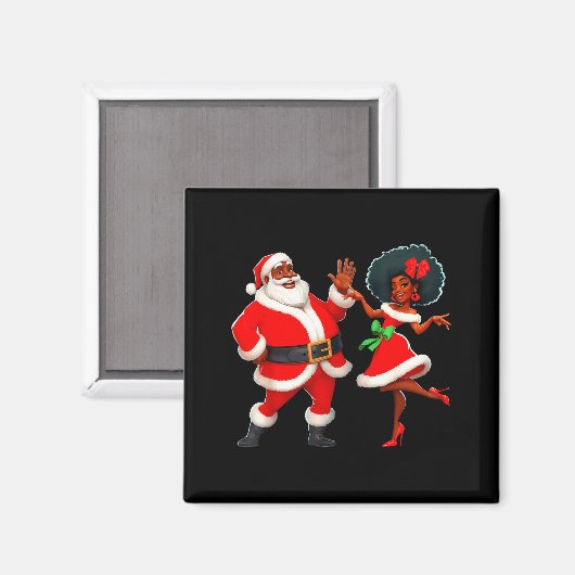 Christmas Mr Santa Mrs Claus Dancing African Ameri Magneet (Voorkant / Achterkant)