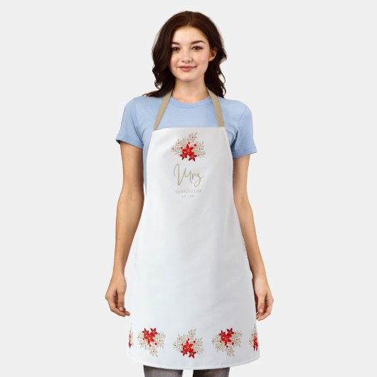 Christmas MRS Holly Branches Poinsettias Bouquet Schort (Gedragen)