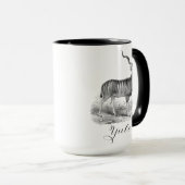 Christmas mug with antique deer etching says Yule. (Devant droit)