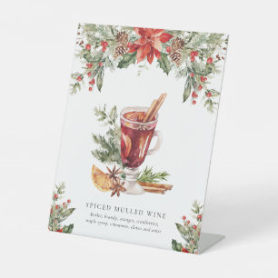 Christmas Mulled Wine Bar Signature Drink Sign Reclamebord Met Voetstuk