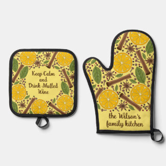 Christmas mulled wine spicy Yellow Ovenwant & Pannenlap Set