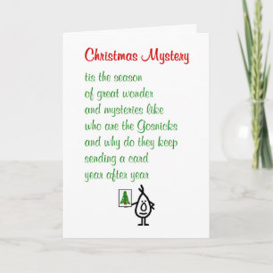 Christmas Mystery - een grappig kerstgedicht Feestdagen Kaart