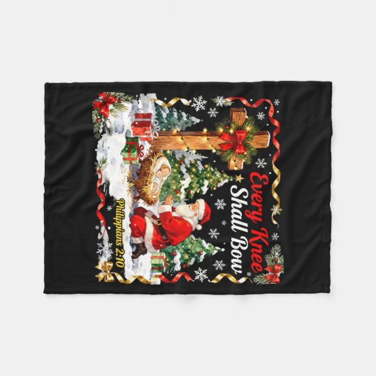 Christmas Nativity Scene Every Knee Shall Bow Sant Fleece Deken (Voorkant (Horizontaal))