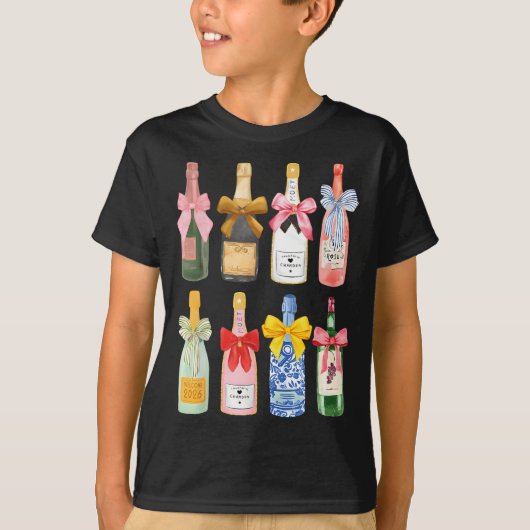 Christmas New Year Champagne Gl Coquette Bottle T-shirt (Voorkant)