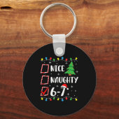 Christmas Nice Naughty 67 Brainrot Funny 6-7 Meme  Sleutelhanger (Voorkant)