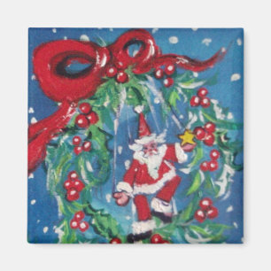 CHRISTMAS NIGHT CROWN MET RED RIBBON MAGNEET