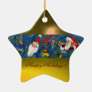 CHRISTMAS NIGHT SANTA CLAUS Yellow Star Keramisch Ornament