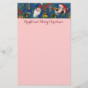 CHRISTMAS NIGHT , SANTA MET TOYSEL Blauw Roze Briefpapier