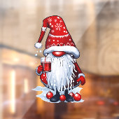Christmas Nisse Gnome Gonk Holding A Mulled Wine Raamsticker (Vel 2)