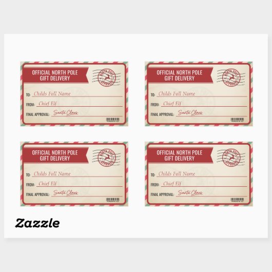 Christmas North Pole Delivery Custom Name Parcel Rechthoekige Sticker (Vel)