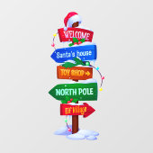 Christmas North Pole Sign Board Window Cling Raamsticker (Vel)