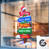 Christmas North Pole Sign Board Window Cling Raamsticker (Cafe Raam)