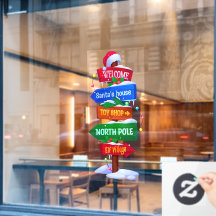Christmas North Pole Sign Board Window Cling
