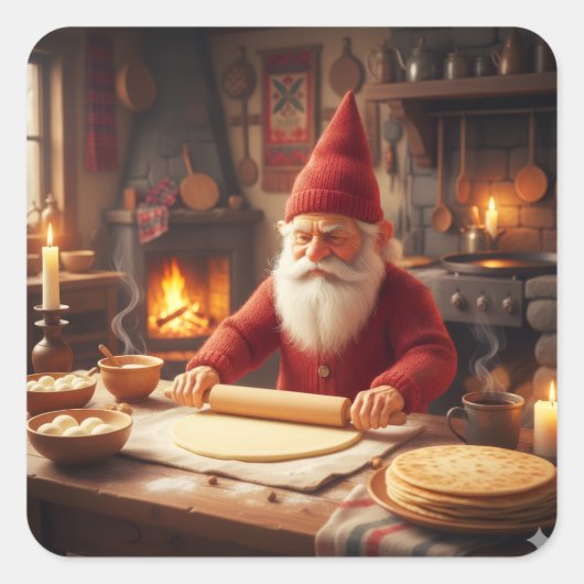 Christmas Norwegian Nisse Making Lefse, Stickers (Devant)