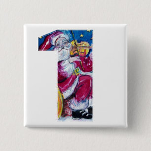 CHRISTMAS NUMMER 1 / GEÏNSPIREERDE SANTA VIERKANTE BUTTON 5,1 CM
