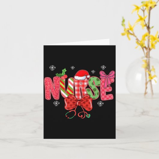 Christmas Nurse Coquette Bow Stethoscope Nursing X Kaart (Gele Bloem)