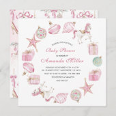 Christmas Nutcracker Ballet Pink watercoInvitation Kaart (Voorkant / Achterkant)