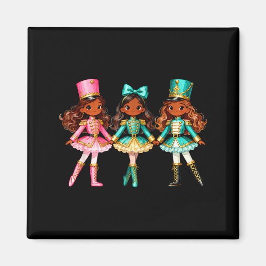 Christmas Nutcracker Black Girls Kids Festive Xmas Magneet (Voorkant)