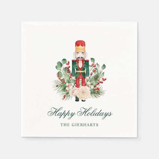 Christmas Nutcracker Happy Holidays Paper Servet (Voorkant)