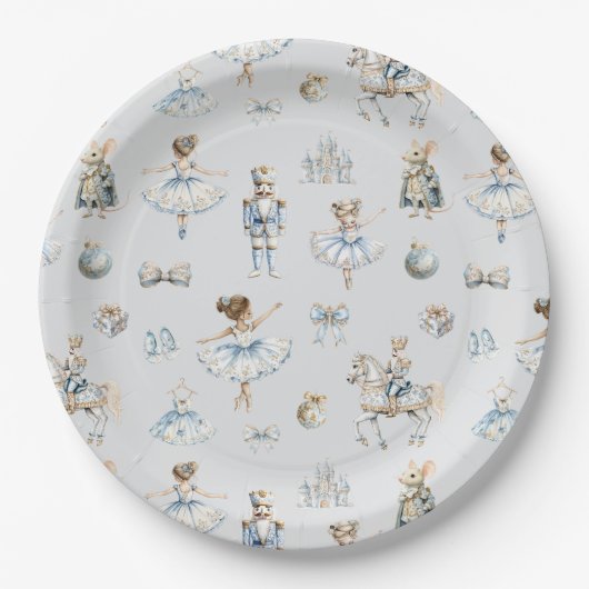 Christmas Nutcracker Pattern Waterverf Papieren Bordje (Voorkant)