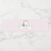 Christmas Nutcracker Pink Bow Birthday Party Waterfles Etiket (Enkel label)
