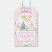 Christmas Nutcracker Pink Bow Birthday Thank You Cadeaulabel (Voorkant)