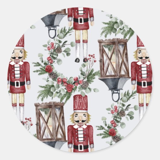 Christmas nutcrackers and lanterns ronde sticker (Voorkant)